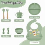 Oskuglin 9-teiliges Silikon Babygeschirrset BPA-frei – Rutschfest mit Saugnapf ab 6 Monaten – Bild 9