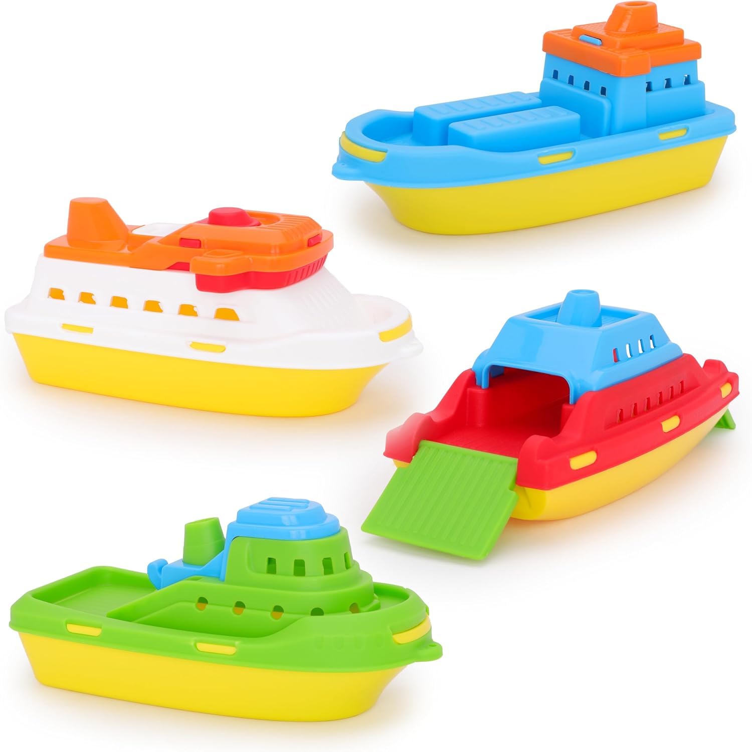 Toyland® 4er Spielzeugboot-Set – Schwimmendes Wasserspielzeug für Kinder ab 2 Jahren