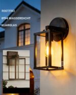 EBION Außenwandleuchte E27 mit Aluminium & Hartglas – IP54 wasserdicht für Terrasse – Bild 6