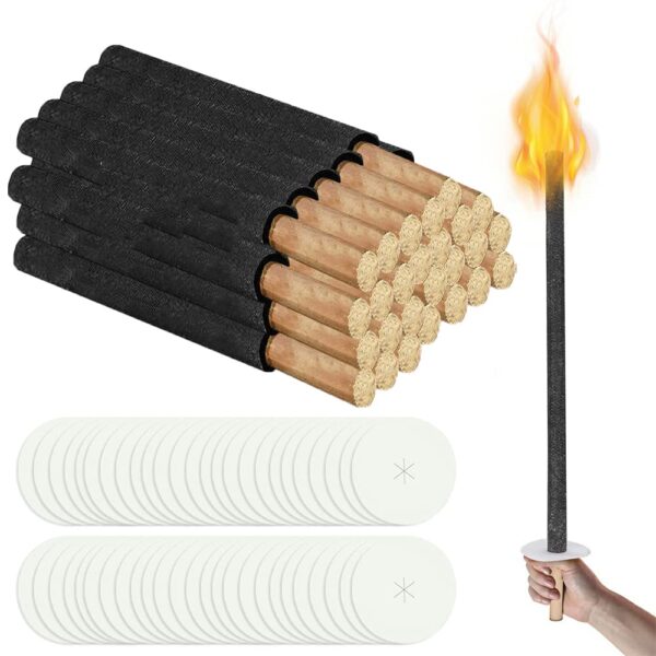 Cecaylie Wachsfackeln 10er Set – Natürliche Gartenfackeln mit 45 Min Brenndauer