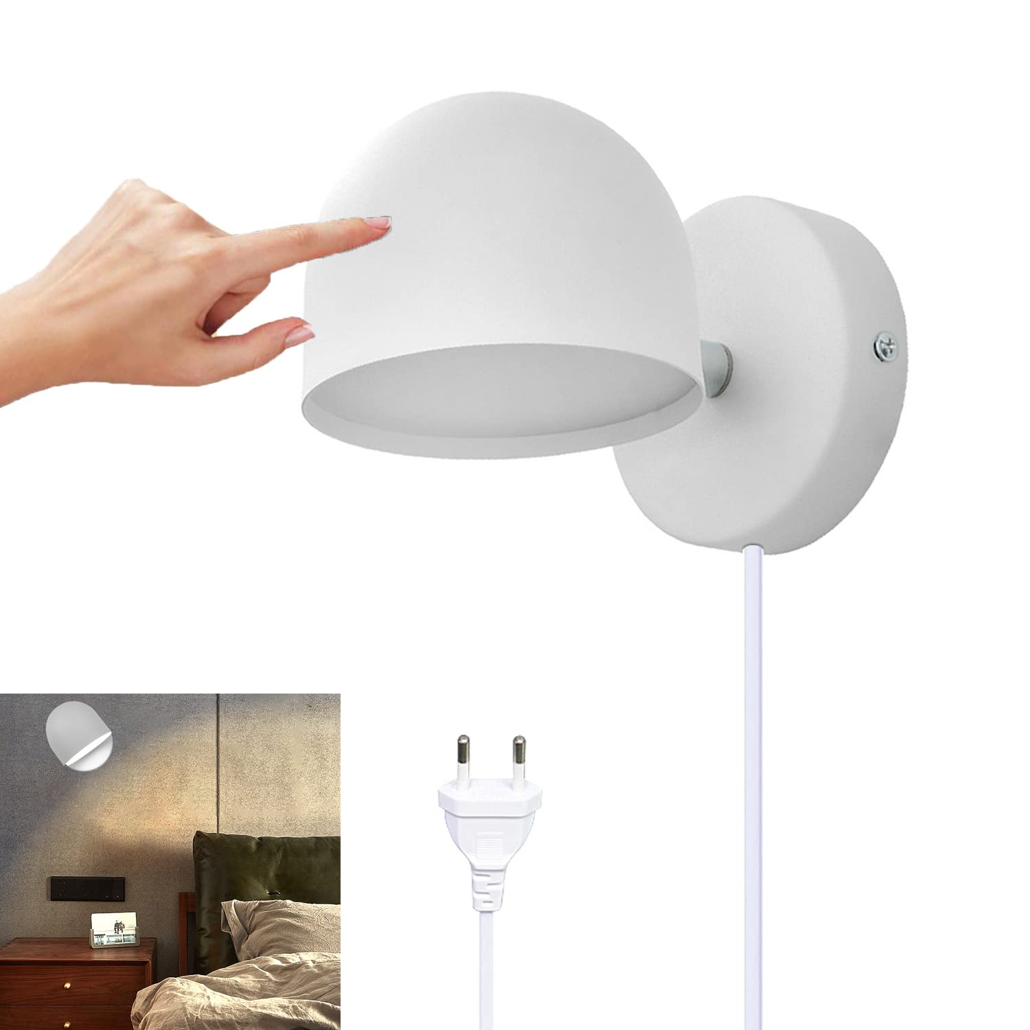 BOBOPAI 12W LED Wandleuchte mit Touch Control – Dimmbar & 360° drehbar für Schlafzimmer