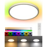 DetarZinLED Deckenlampe 30cm RGB Dimmbar – LED Deckenleuchte mit Fernbedienung für Badezimmer
