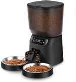 KATALICLAB Futterautomat 5L mit 2 Edelstahlnäpfen & Voice Recorder – Automatischer Futterspender für Katzen & Hunde