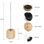 pearlstar Solar-Hängeleuchte Boho Rattan – Wetterfeste Gartenlampe mit Metallkette – Bild 3