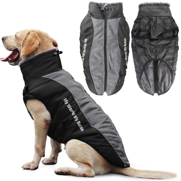 Idepet Hundemantel wasserdicht & warm – Reflektierender Schneeanzu für mittelgrosse Hunde