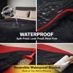 Kingsize Wasserdichte Flanelldecke 228x274 cm – Schutzdecke Rot/Anthrazit für Paare & Familien – Bild 5