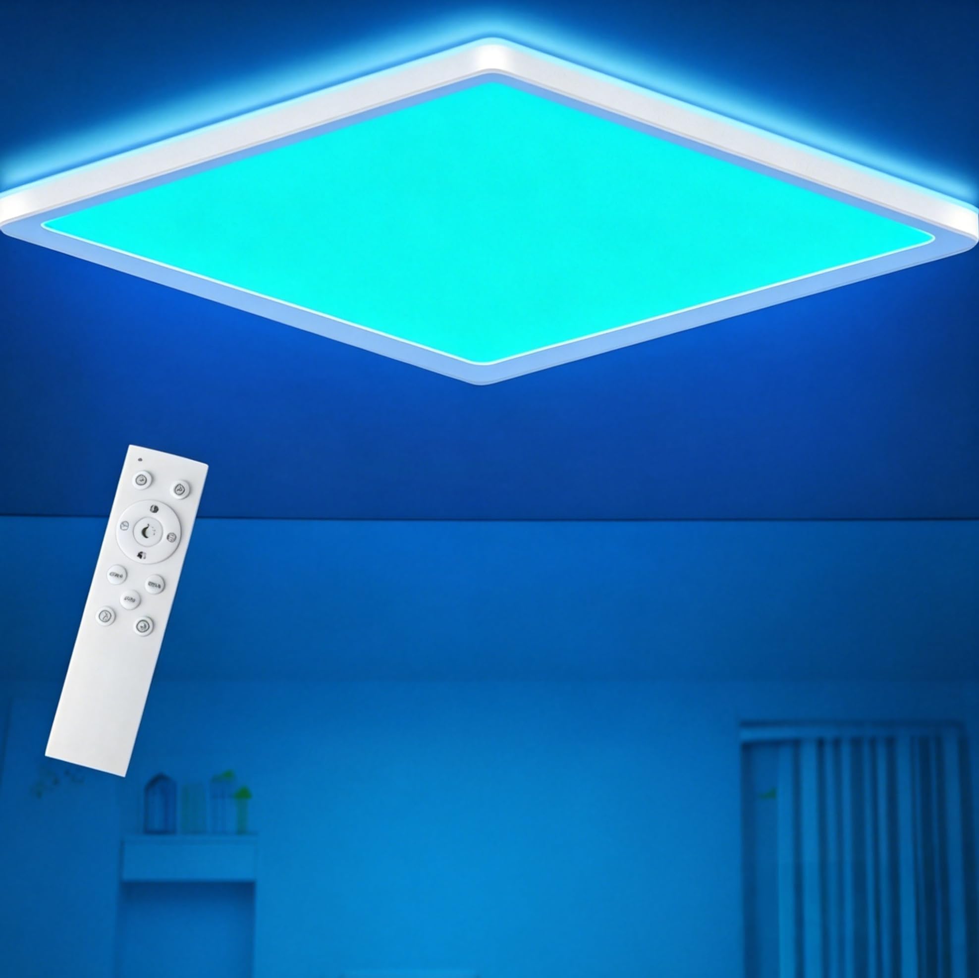 LuminexDesigns 24W LED Deckenleuchte RGB Dimmbar – 30cm Quadrat mit Fernbedienung & IP44