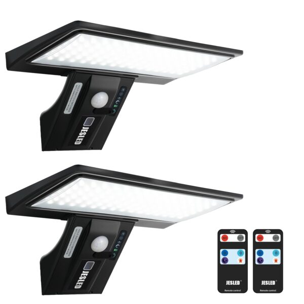 JESLED Solarleuchte 90 LED mit Bewegungsmelder – Superhelle Wandleuchte IP65 für Garten, 2er Set
