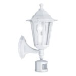 EGLO Laterna 5 Aussen-Wandlampe mit Bewegungsmelder – Vintage Sensor-Wandleuchte Weiss
