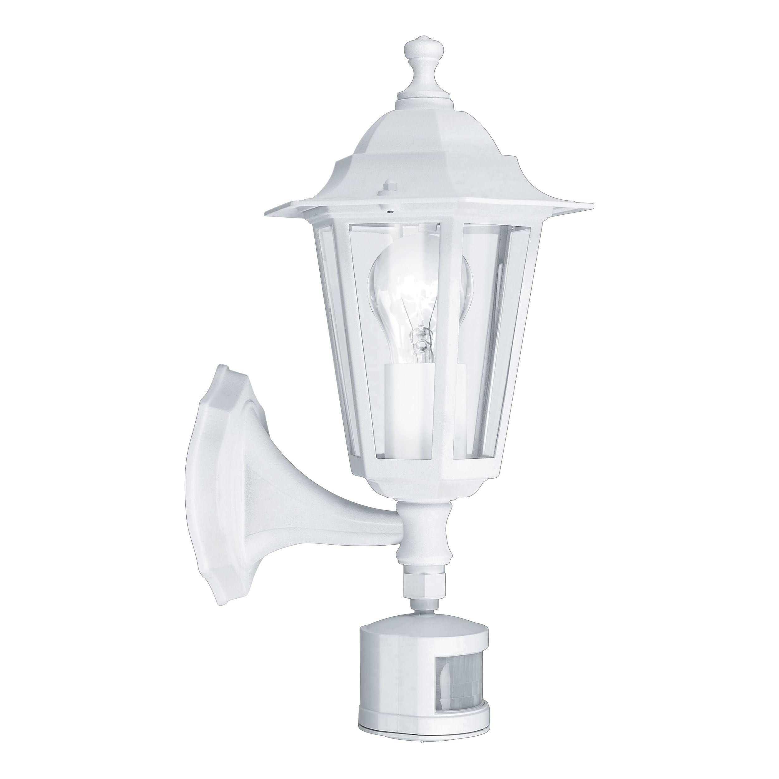 EGLO Laterna 5 Aussen-Wandlampe mit Bewegungsmelder – Vintage Sensor-Wandleuchte Weiss