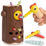 Nene Toys Specht-Magnetspiel ab 2 Jahren – Montessori Holzspielzeug für Feinmotorik & Farbenlernen