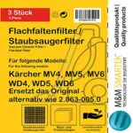 M&M Smartek 3er-Set Flachfaltenfilter für Kärcher WD4-WD6/MV4-MV6 – Werkzeuglos wechselbar – Bild 7