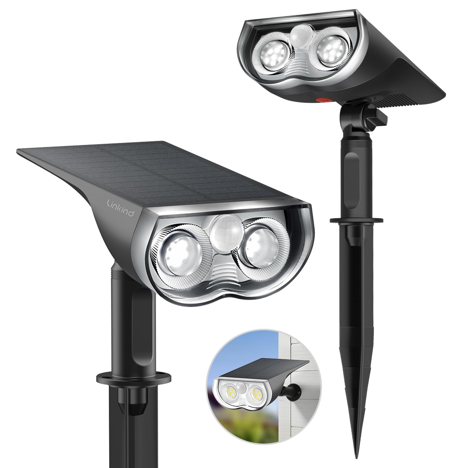 Linkind Solar Gartenleuchte StarRay 2er Pack mit Bewegungsmelder – 1000lm IP67