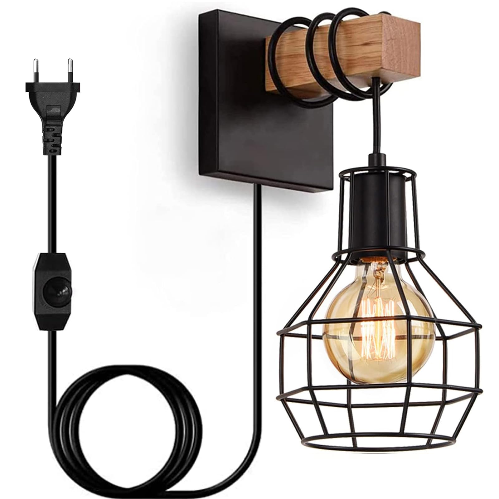 Vintage Wandleuchte Liyabber mit Dimmschalter – Industrial Retro Lampe E27 für Innen