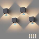 Klighten 4er Set Aussenlampe mit Bewegungsmelder Warmweiß 3000K Anthrazit IP54