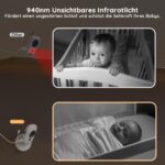 BOIFUN Babyphone mit 2 Kameras, 720P Monitor – Ohne WLAN, Nachtsicht & Temperaturerkennung – Bild 5
