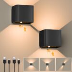 GuKKK 2er Set LED-Wandlampe mit Bewegungsmelder – Kabellose Akku-Wandleuchte 3000K