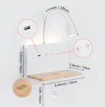 SENFAY LED Wandleuchte mit Wireless Charger & USB – Leselampe Schlafzimmer 360° Schwanenhals – Bild 4