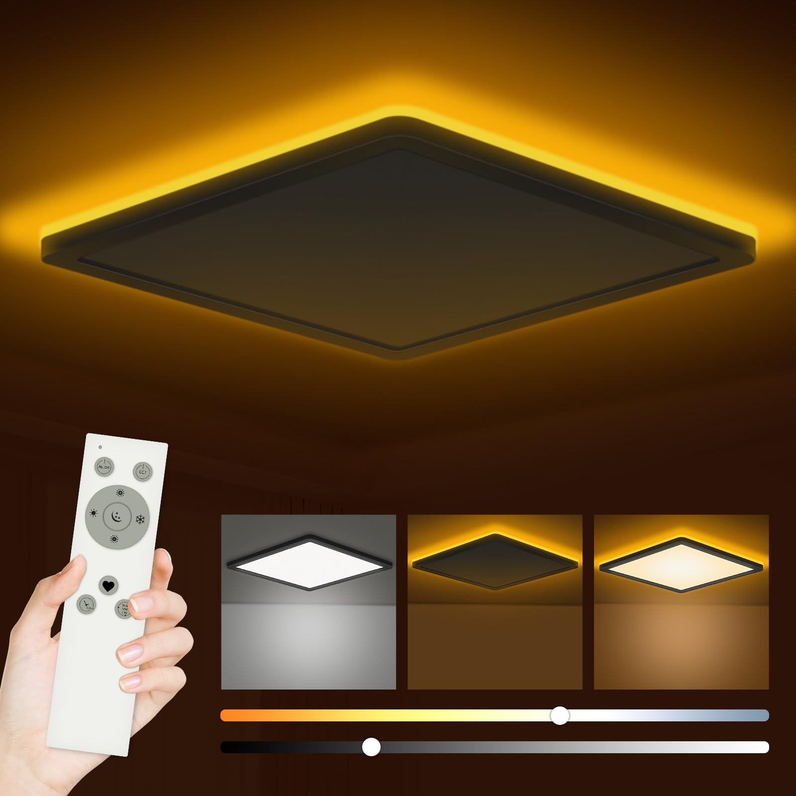 Bowfar LED Deckenleuchte 24W mit 1800K Nachtlicht – Dimmbar 3000K-6500K für alle Räume