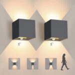 YindaLux LED-Aussenlampe mit Bewegungsmelder 12W 1320lm – Anthrazit 2er Set