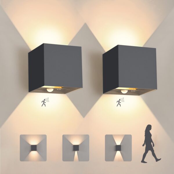 YindaLux LED-Aussenlampe mit Bewegungsmelder 12W 1320lm – Anthrazit 2er Set