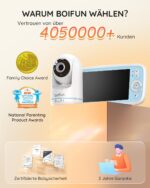 BOIFUN Babyphone mit 2 Kameras, 5" IPS Monitor & 360° PTZ – Ohne WLAN, Nachtsicht, Zwei-Wege-Audio – Bild 2