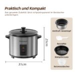 Eamoment 1,8L Reiskocher mit Dampfgarer & Antihaftbeschichtung – 700W für 1–10 Personen – Bild 2