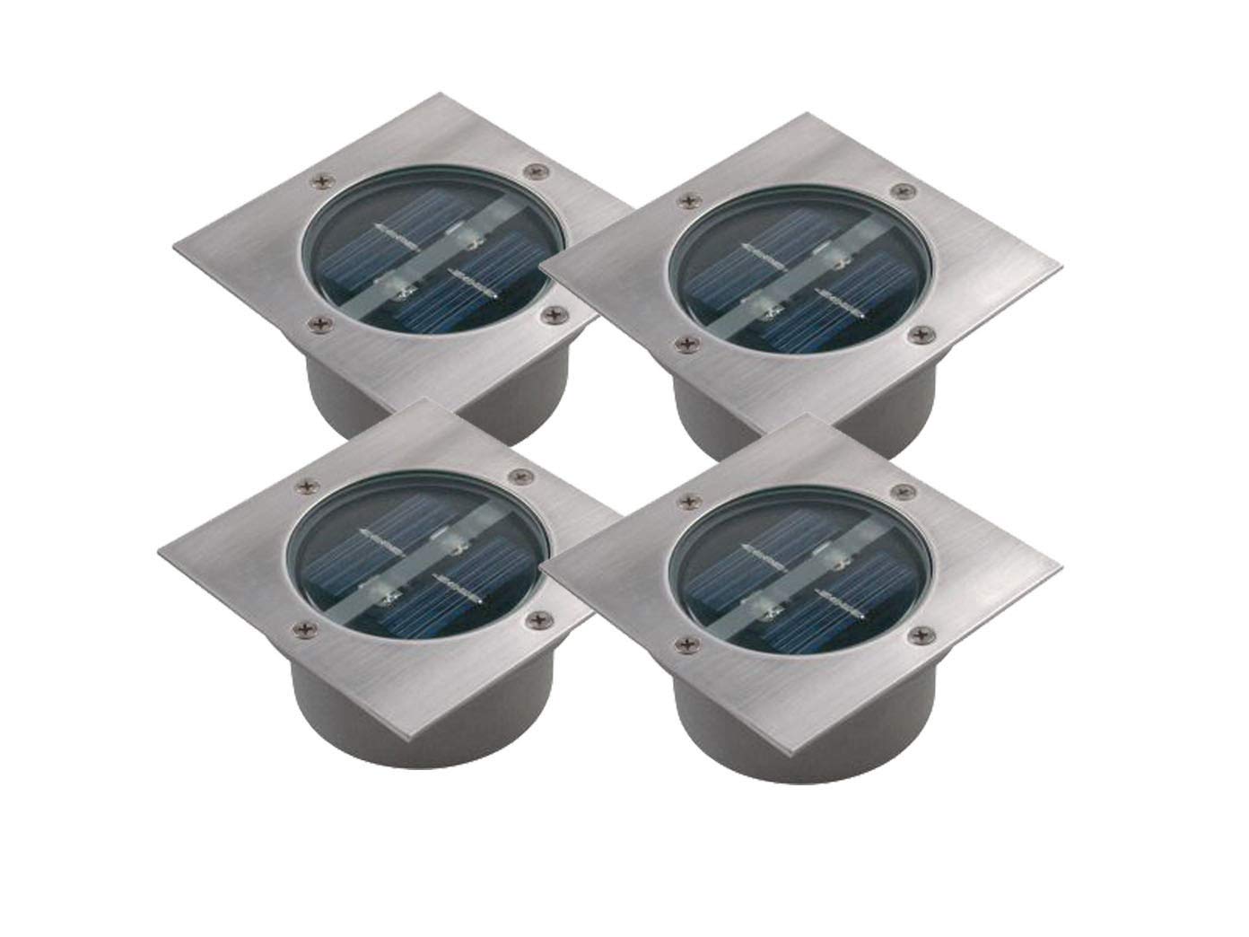 Ranex 4er SET Solar LED Bodeneinbaustrahler quadratisch – Edelstahl IP67 für Garten & Einfahrt