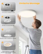 Forepin LED Deckenleuchte 30cm, 12W, 2600lm, dimmbar mit Fernbedienung – IP54 Wasserfest – Bild 8