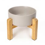 Erhöhter Hundenapf 850 ml Keramik mit Bambusgestell – Ergonomisch für Senioren
