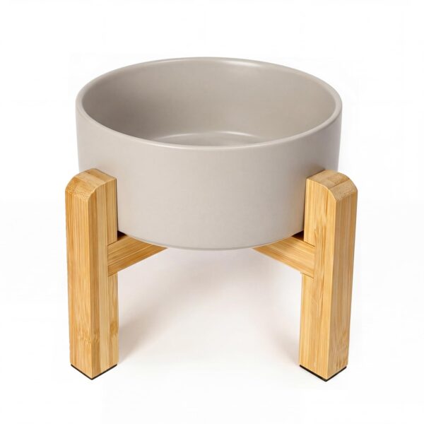 Erhöhter Hundenapf 850 ml Keramik mit Bambusgestell – Ergonomisch für Senioren