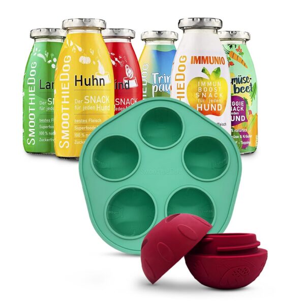 SmoothieDog Schleckball + Hundesmoothie 6er Mix (250ml) – Intelligentes Spielzeug & Natürlicher Snack