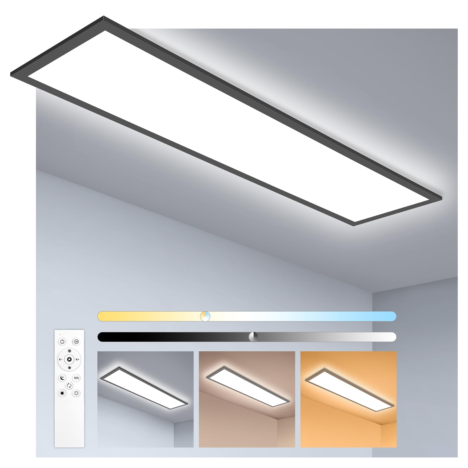 Oraymin LED Deckenpanel 120x30 cm – 40W Dimmbar mit Fernbedienung & Speicherfunktion