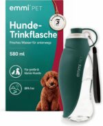 emmi-PET 2-in-1 Hundetrinkflasche 600 ml mit Futterbehälter – Auslaufsicher für Reisen & Outdoor