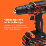 BLACK+DECKER 18V Akku-Bohrschrauber-Set – Komplettpaket mit 2 Akkus, Ladegerät & 80-teiligem Zubehör – Bild 4