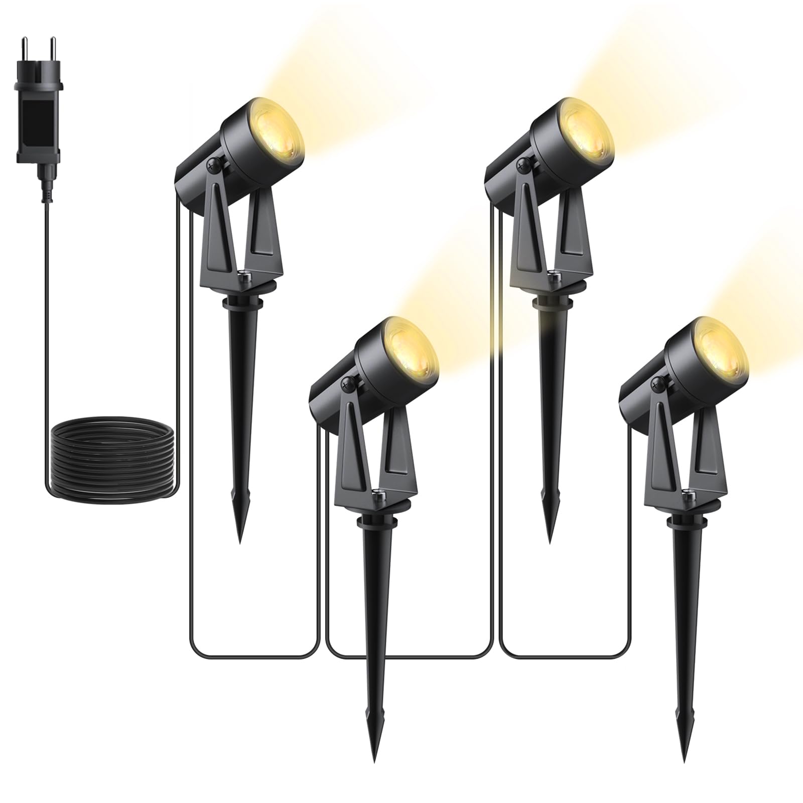 Svater LED Gartenstrahler 4er Set IP65 – 600lm Warmweiss Gartenleuchten mit Erdspiss