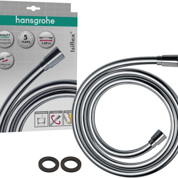 hansgrohe Isiflex Duschschlauch 1,60 m – Verdrehschutz & Knickschutz in Chrom