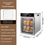 GHKWXUE 800W Dörrgerät mit 10 Edelstahl-Einschüben & 9ft² Trockenfläche – Profi-Dörrautomat – Bild 3