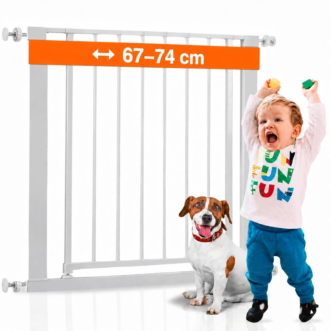 Almar Baby Sicherheitsgitter 67-74 cm – Schraubenlose Montage für Türen & Treppen