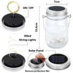 Vindany 4er Set Solar Mason Jar Licht mit 30 LEDs – Warmweisse Gartenleuchten Wetterfest – Bild 5