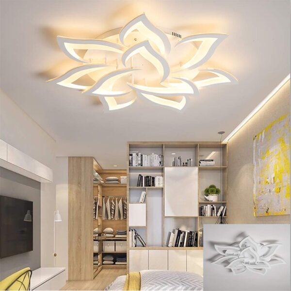 FUMIMID LED Deckenlampe 10-flammig Blume – Dimmbar mit Farbtemperaturwechsel für Wohn- & Schlafzimmer