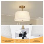 CALOKES Runde Leinen Deckenlampe mit 3 × E27 – Dimmbare Semi-Flush Deckenleuchte – Bild 2