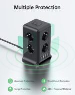 Sameriver 12-in-1 Steckdosenleiste mit 8 AC & 4 USB – Überspannungsschutz für Büro & Zuhause – Bild 4