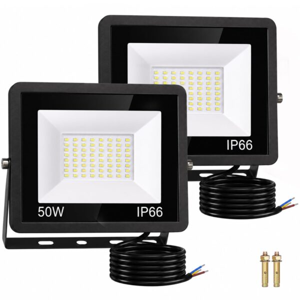 JVURICE LED Strahler 50W 5000LM – IP66 Flutlicht Außen mit 360° Halterung