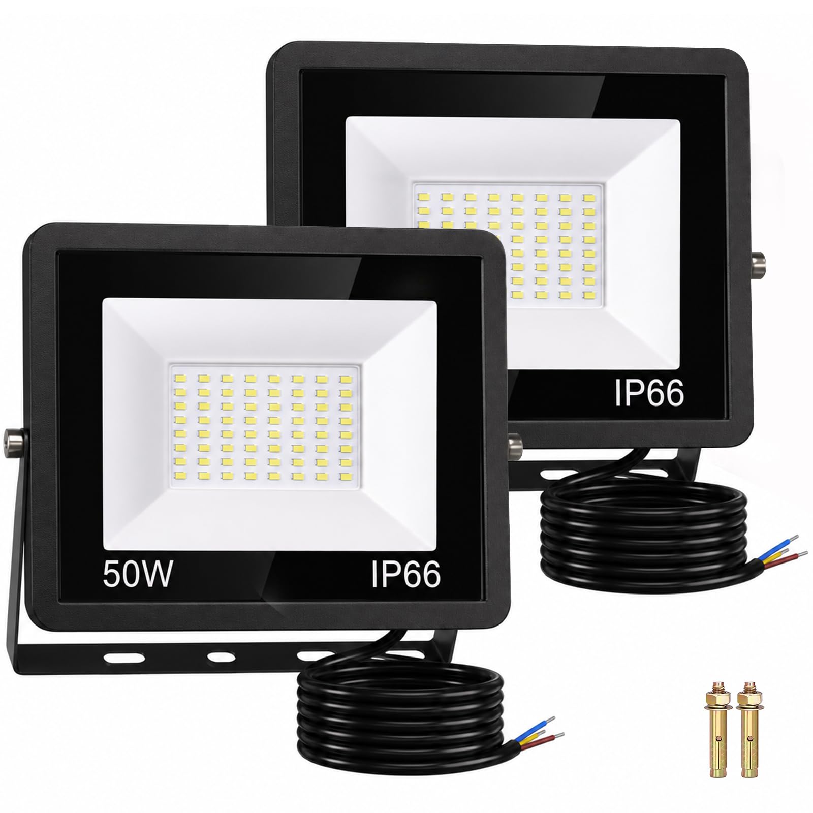JVURICE LED Strahler 50W 5000LM – IP66 Flutlicht Außen mit 360° Halterung