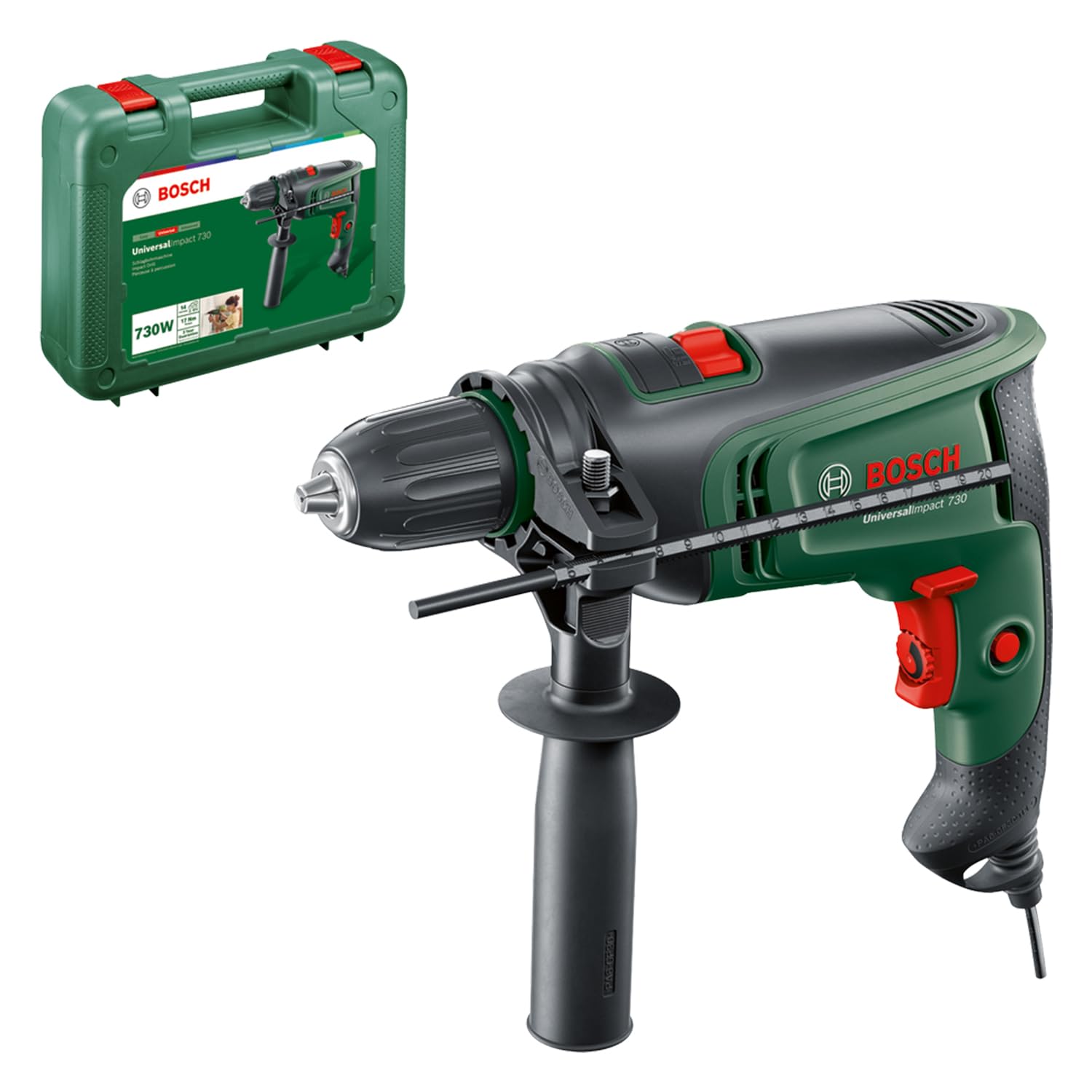Bosch UniversalImpact 730 Schlagbohrmaschine – 730W Universalbohren mit Koffer