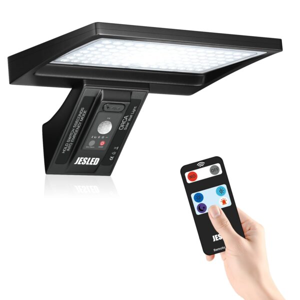 JESLED Solarleuchte 104 LED 8W mit Bewegungsmelder – Sichere Aussenwandleuchte IP65 für Garten