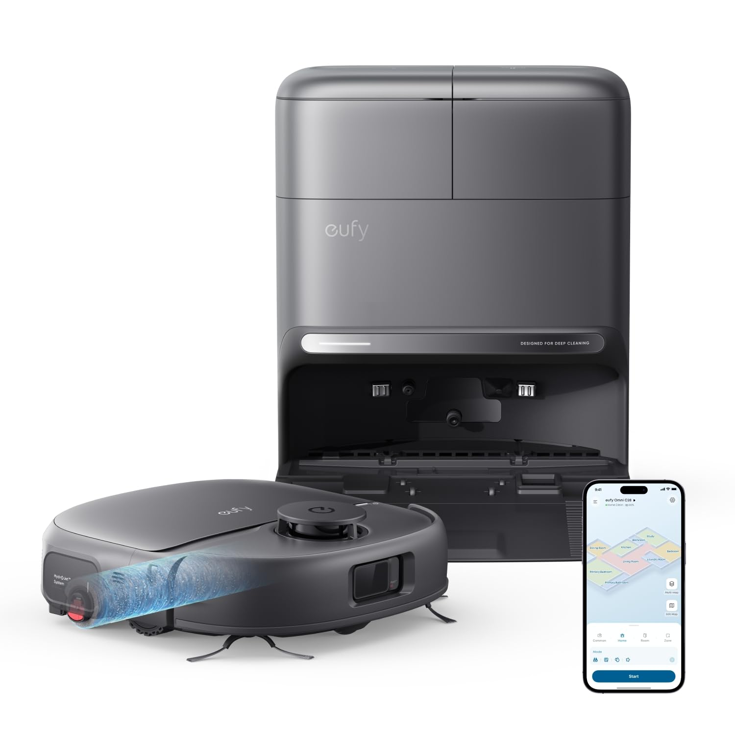 eufy HydroJet C28 Saugroboter mit Wischfunktion – 15.000Pa Saugkraft & 5-in-1 Station