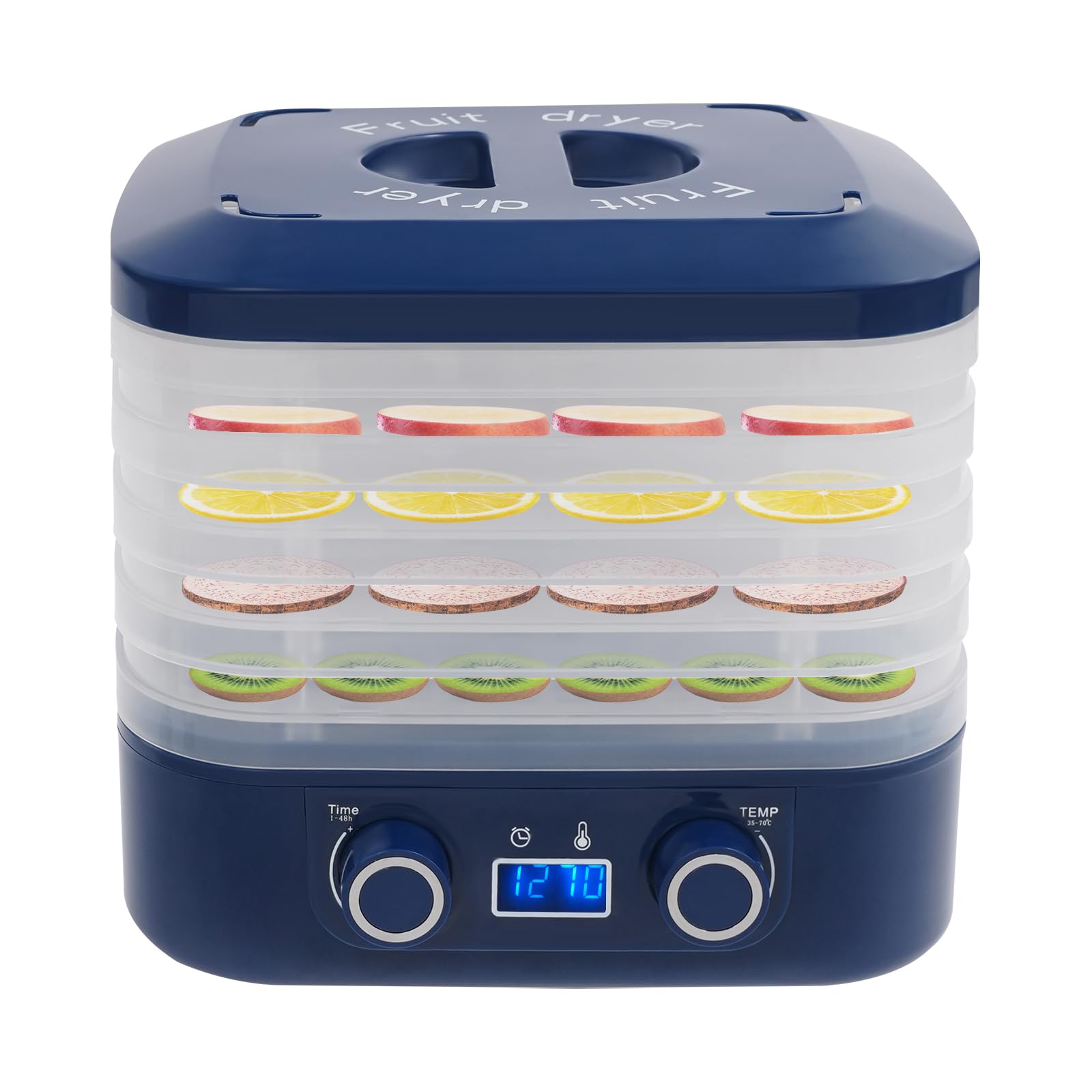 Lightakai Dörrautomat mit 5 Tabletts – Lebensmitteltrockner mit Temperaturregler & Timer