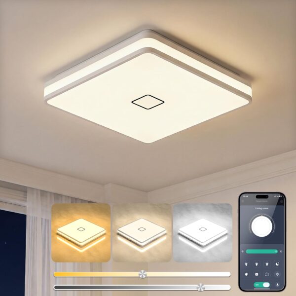 32 cm LED Deckenleuchte 24W Dimmbar mit APP – Smart Badezimmerlampe IP44 für alle Räume